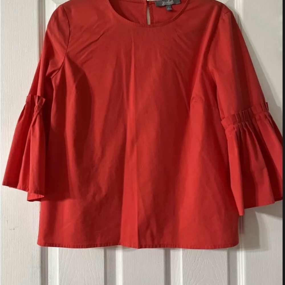 Hot Pink Bell Sleeve Top Marled